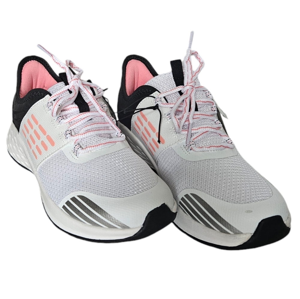 NWT Athletic Works Runner Shoes Girls Size 4 Pink White And Black Memory Foam